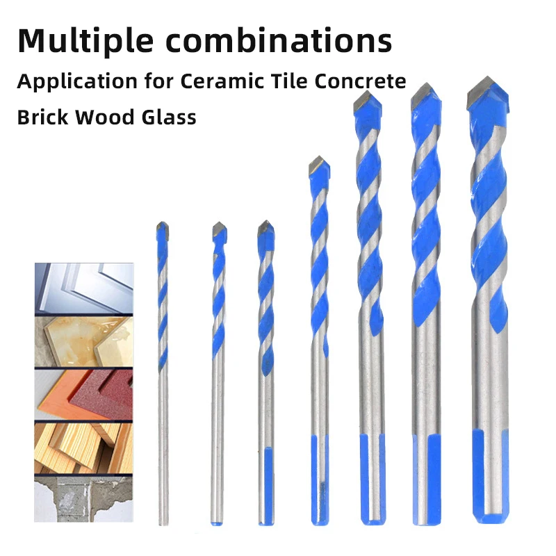 Metal Drill Bit Set Combinations For Ceramic Tile Concrete Brick Wood Glass Hole Opener Triangle Shank Electric Screwdriver Bit