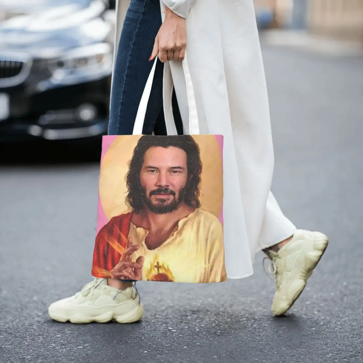 

Keanu Reeves, Lord & Saviour Women Canvas Handbag Large Capacity Shopper Bag Tote Bag withSmall Shoulder Bag