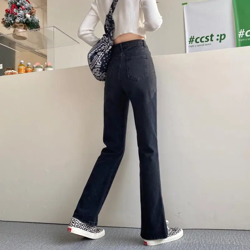 

DD2982 New fashion all-match high waist slim loose wide leg trousers jeans