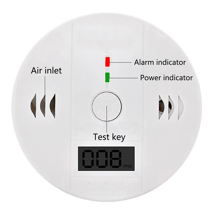 CO Sensor Work Alone Built In 85dB Siren Sound Independent Carbon Monoxide Poisoning Warning Alarm Detector