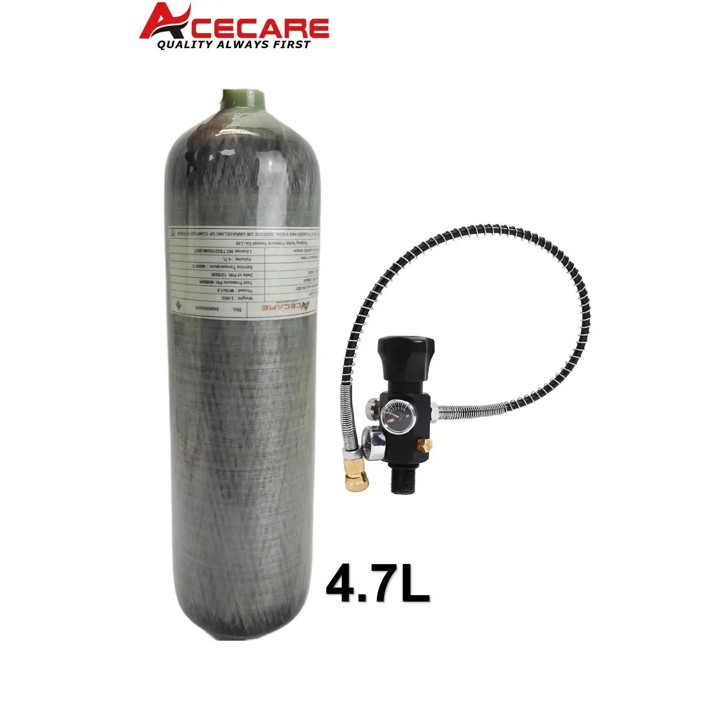 ACECARE 4500psi 300Bar 4.7L Цилиндр из углеродного волокна Регулятор зарядки бака высокого