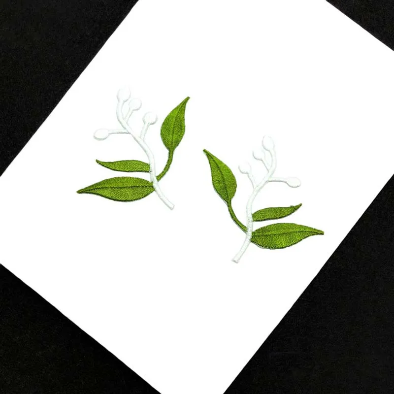 5,5*5,5 см тёмно-зеленые листья, термоклейкие патчи с вышивкой и цветочной аппликацией, дизайнерские нашивки для одежды