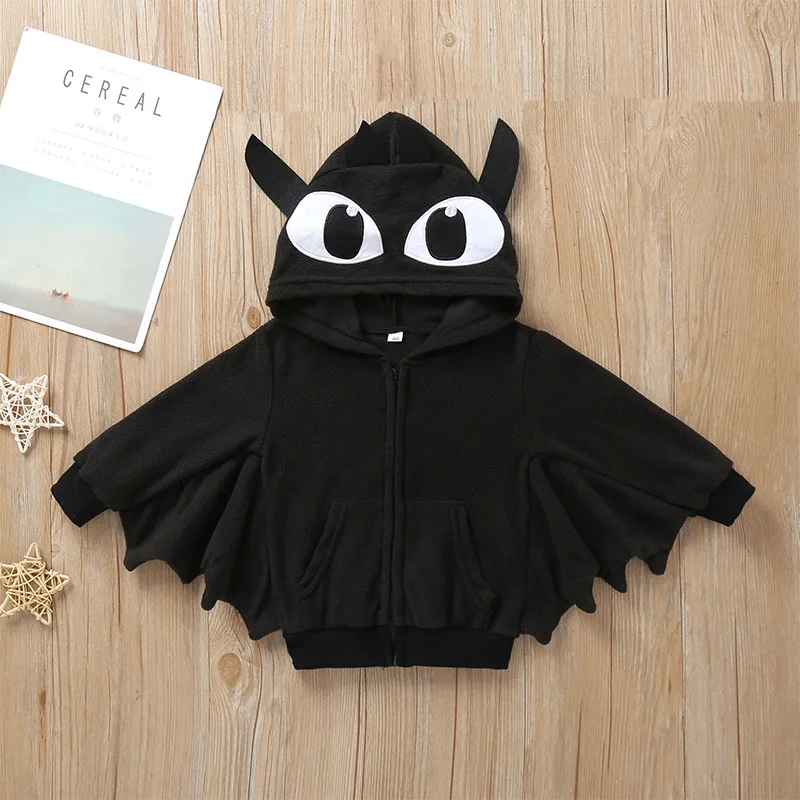 

Black Vampire Bat Cosplay Costume Masquerade kid baby Black Evil Horror Hooded Vampire Bat Sleeve Cosplay Halloween Costumes Cos