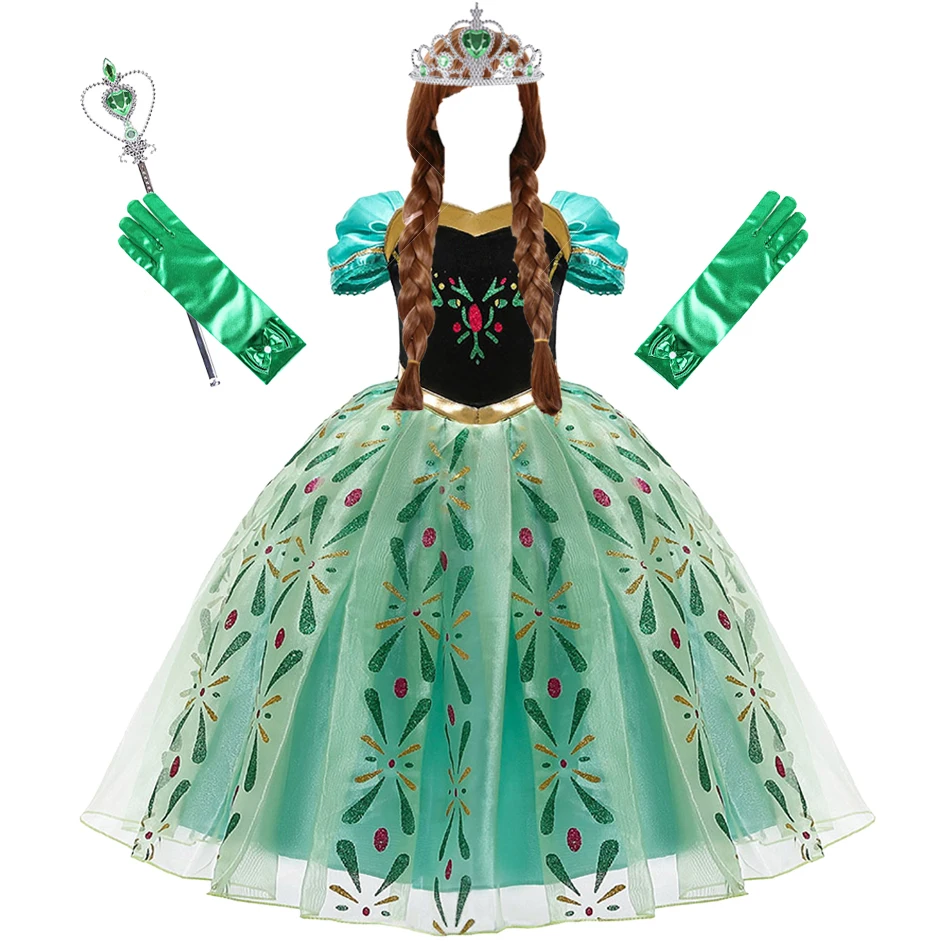 Anna Kleider Kinder Prinzessin Kleid Mädchen Cosplay Kostüm Kinder Sommer Kleidung Halloween Geburtstag Karneval Robe Party Disguise