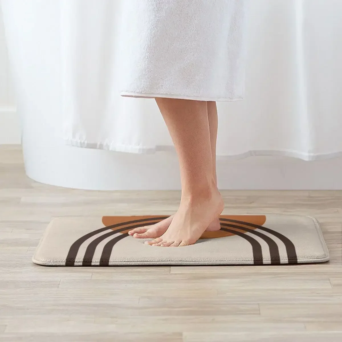 Современное солнце и арка середины века - терракотовый коврик для двери