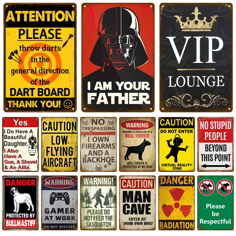 Предупреждение опасность Остерегайтесь металлических знаков винтажная