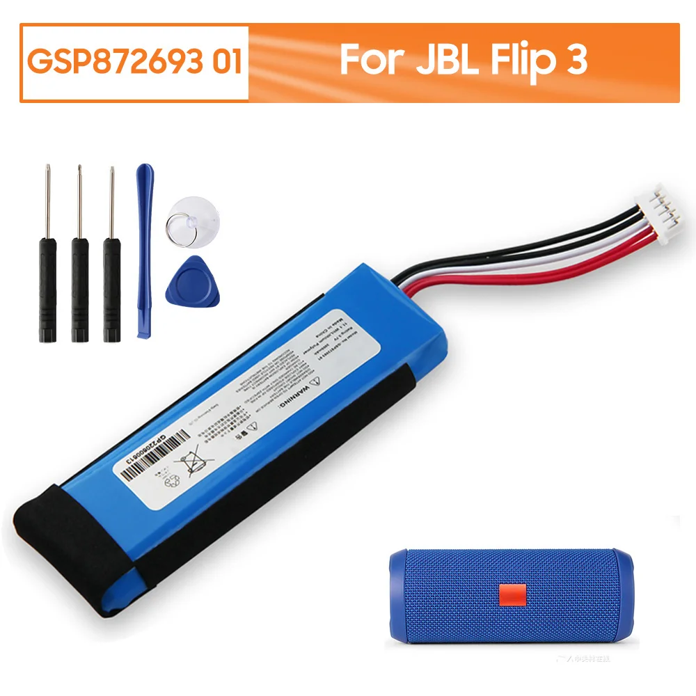 

Original Replacement Battery GSP872693 01 For JBL Flip 3 Flip3 Bluetooth Audio Speaker Battery 3000mAh