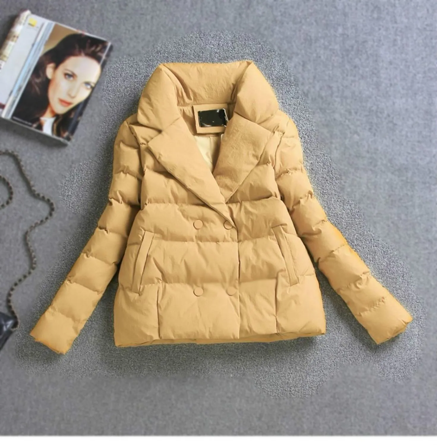 

New M-3XL Solid Cotton Coat Winter Women Jacket Slim Warm Parka Casual Full Ladies Clothing Short No Hat Coat Plus Size Winter
