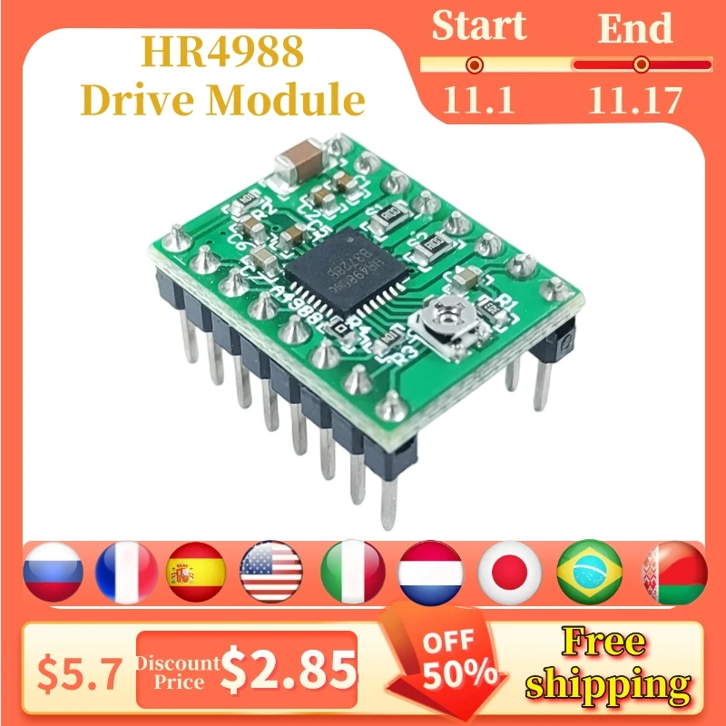 

HR4988 Stepper Motor Driver With Heat Sink For SKR V1.3 1.4 GTR V1.0 RAMPS 1.4 1.6 MKS GEN V1.4 Board
