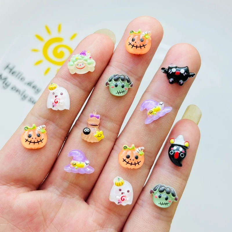 

50 шт., мультяшный готический стиль Хэллоуина, искусство ужасов, голова тыквы, плоская задняя часть, смола, скрапбукинг, ювелирные украшения, аксессуары A37