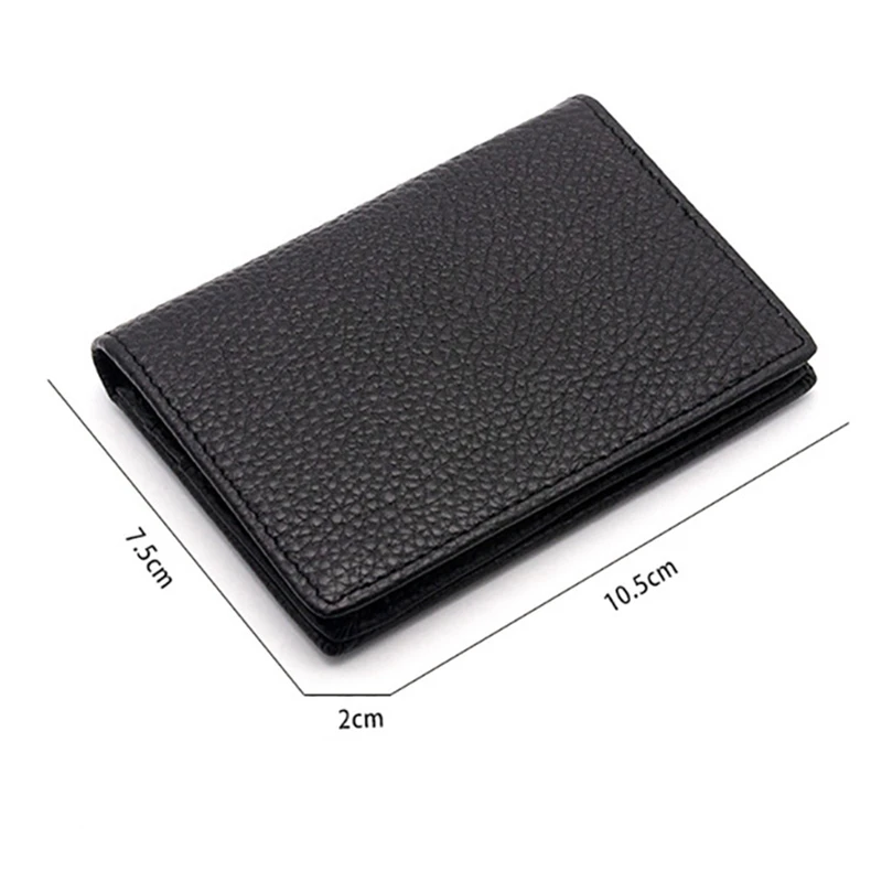 Dropshipping Cusom Name Genuine Leather Men Women Business Card Holder Bifold Credit Cards Case With ID Window Small Wallet Bags