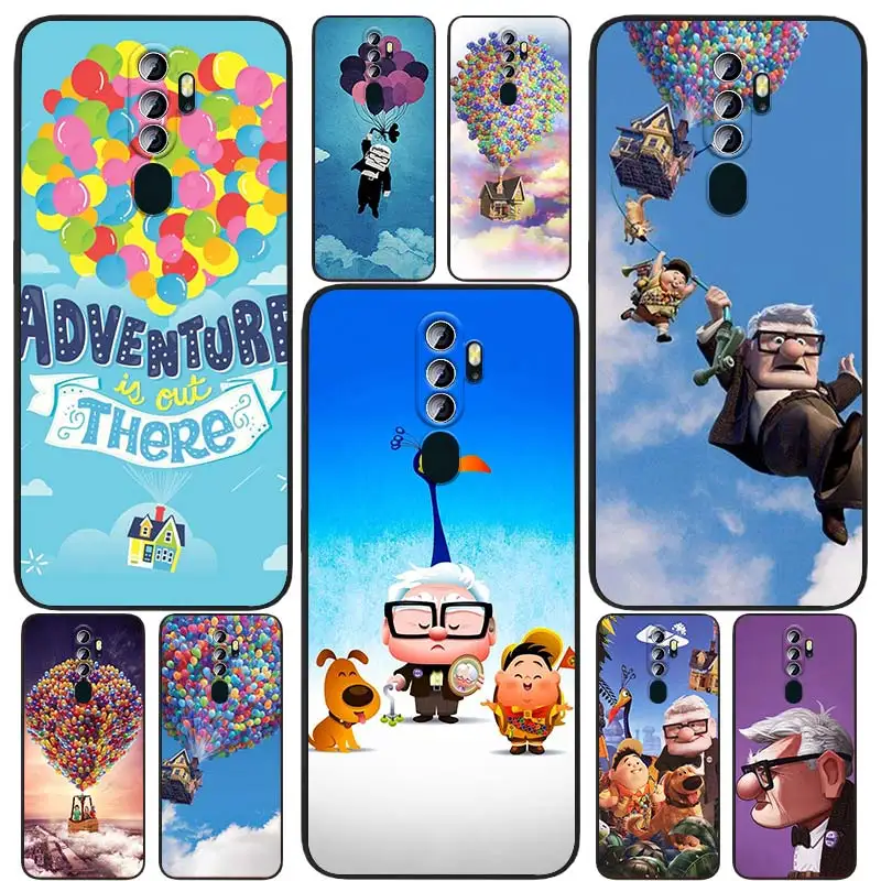 

Disney UP Animation Phone Case Black For OPPO Find X5 X3 X2 Neo Lite A74 A76 A72 A55 A54S A53 A53S A16S A16 A9 A5 5G