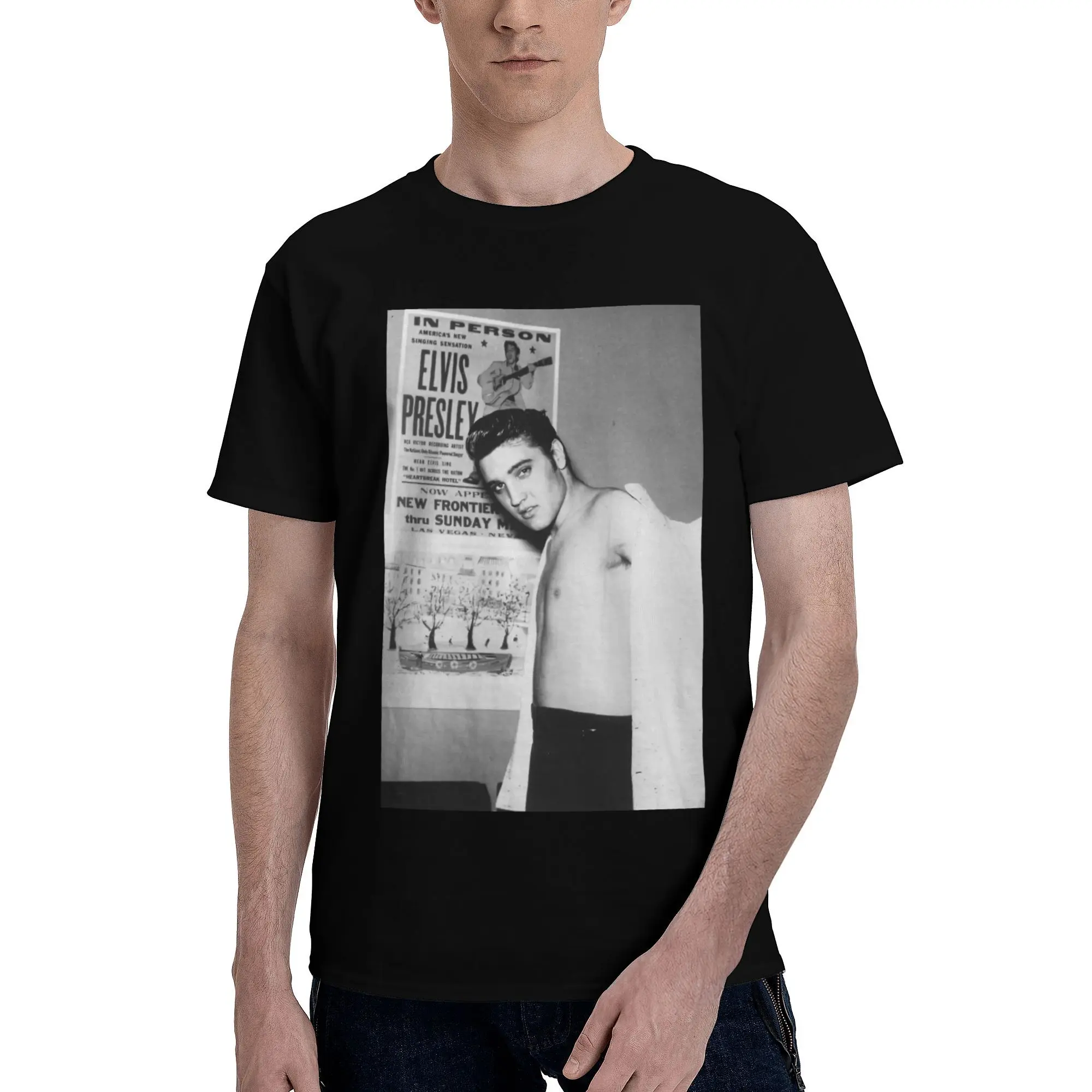 Printed E-Elvis Singer Presley T Shirt For Unisex Rock And Roll Pure Cotton Tee Short Sleeve Clothing