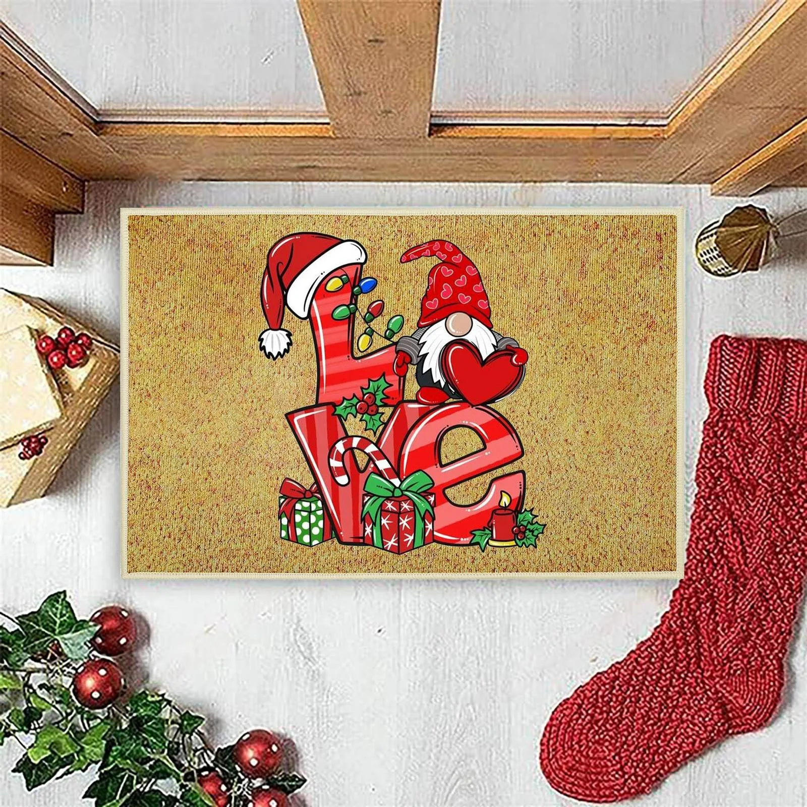 

Christmas LOVE Mat 40x60cm Mat Home Decoration Mat Cute Dwarf Mat Bedroom Decoration Mat