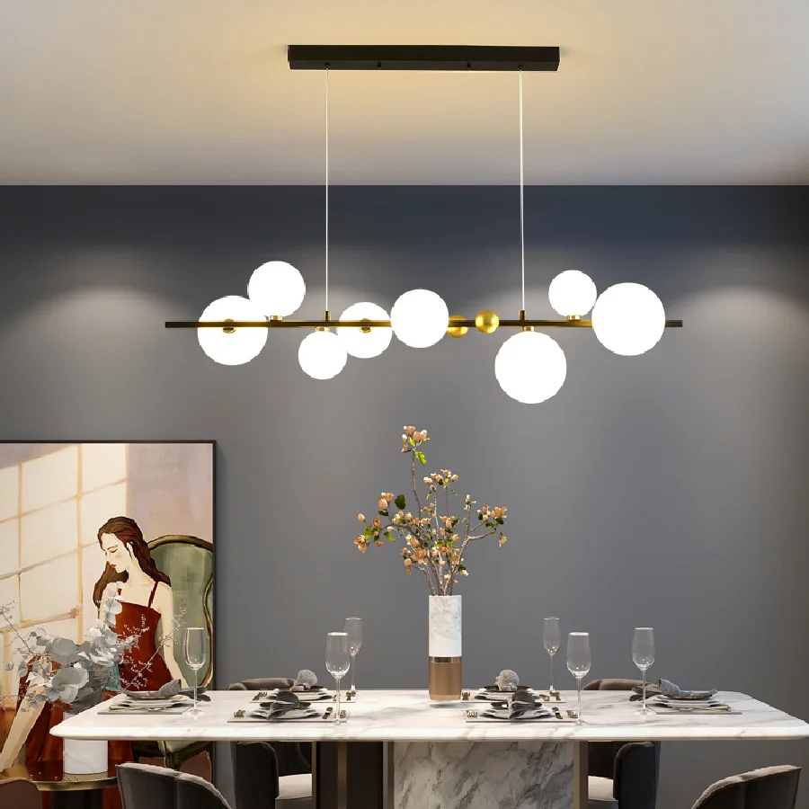 

Horizontal Ceiling Hanging Chandelier Lights Kitchen Island Linear Bar Pendant Lamp Dining Room Restaurant Lighting Fixtures