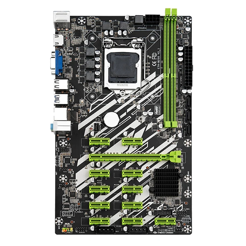 

B250 BTC Mining Motherboard 12 PCI-E Graphics Card Slot LGA1151 DDR4 RAM SATA3.0 USB3.0 Support VGA+HD For Bitcoin Miner