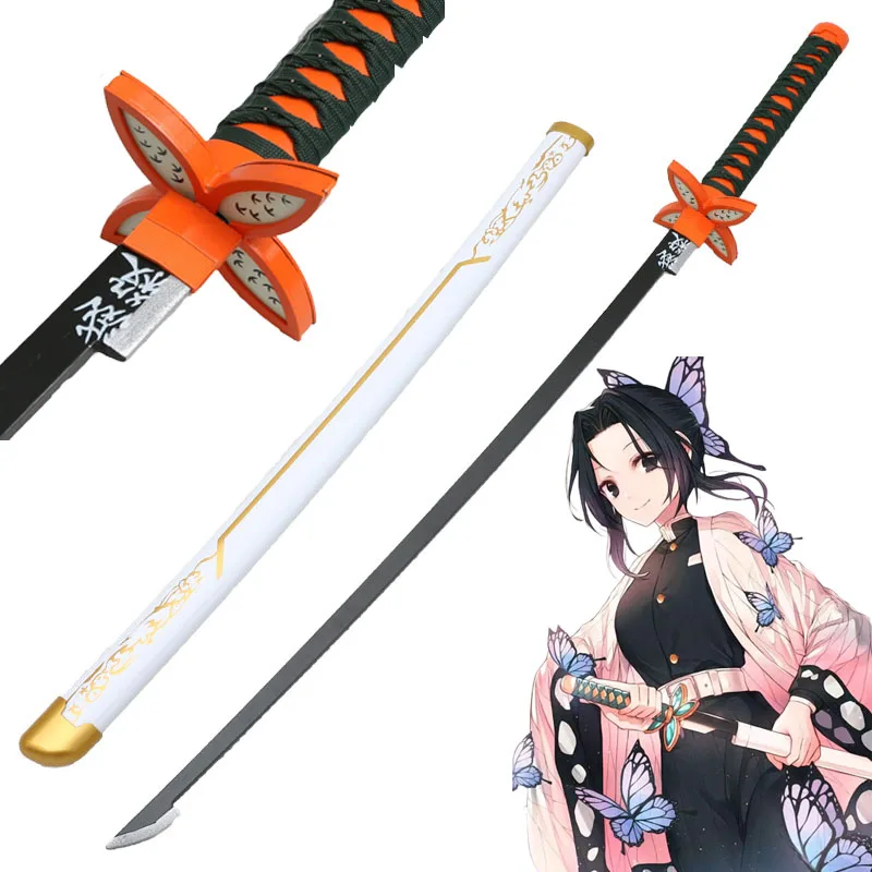 

Cosplay Kimetsu no Yaiba Sword 104cm Katana Weapon Demon Slayer White Half Kochou Shinobu Agatsuma Zenitsu Sword Wood Prop