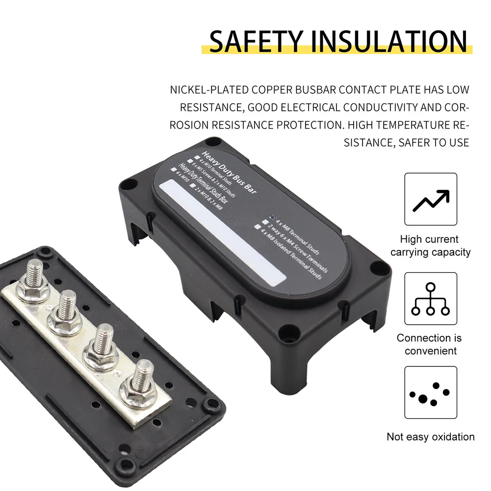 

Busbar Cable Organizer Box Heavy Duty Modular Design Board Case 4 Way M8 Automobiles Maximum Connection Amplifier for Car RV