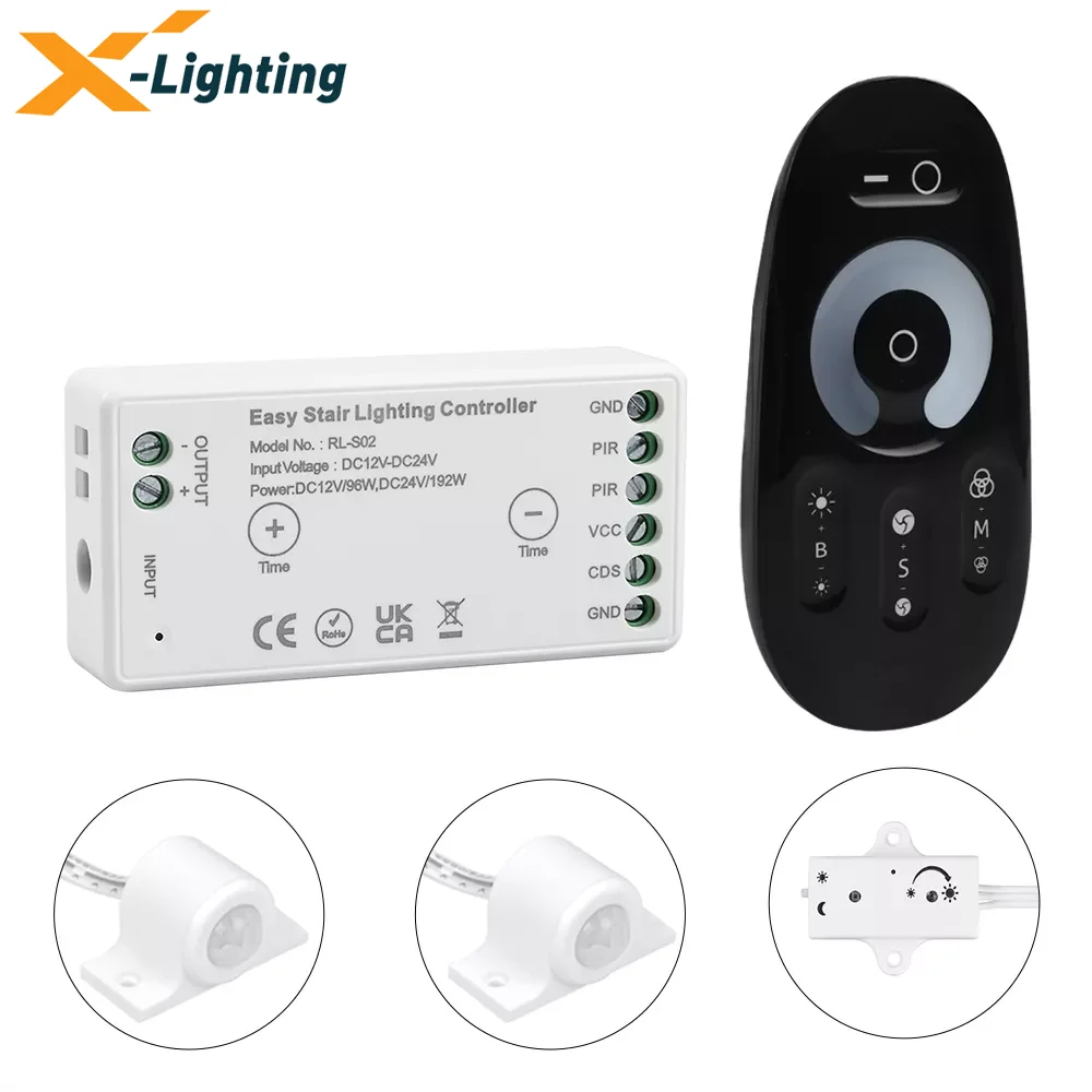 

Простая установка, датчик дневного света, Светодиодная лента для лестницы, контроллер для лестницы с беспроводным дистанционным управлени...