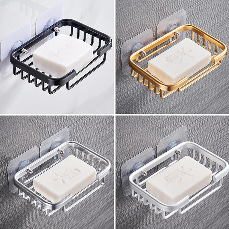 

Настенный держатель для мыла в ванную комнату, кухонная полка для хранения губки, алюминиевая самоклеящаяся Коробка для мыла, корзина, стой...