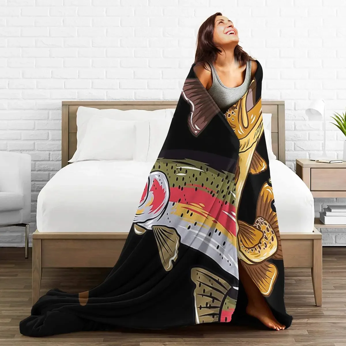 Одеяло для ловли нахлыстом форели мягкий теплый фланелевый плед покрывало