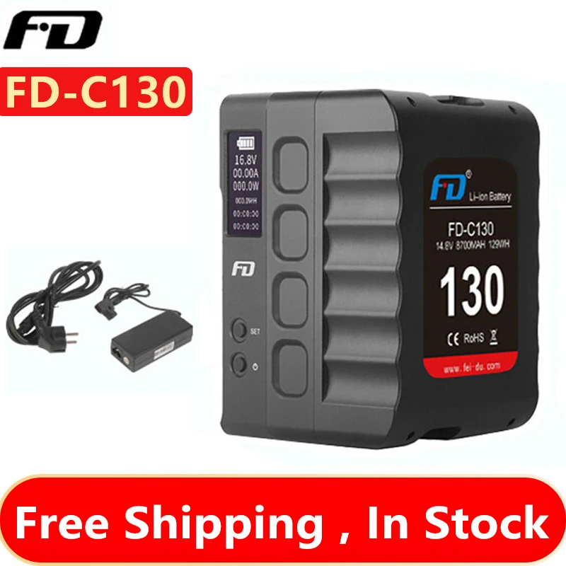 

Feidu FD-C50/98/130/145/200 V-Mount Camera Battery Large Capacity V Battery Small SLR Flash Monitoring Feidu FD-C50/98/130/145/