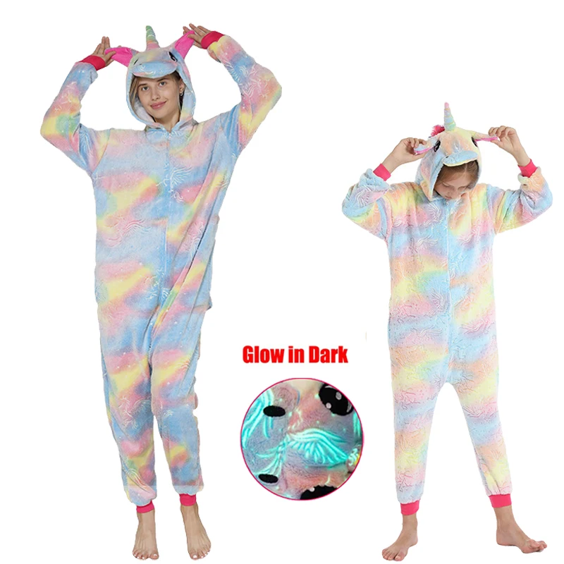 Adults Animal Unicorn Pajamas Winter Sleepwear Kigurumi Panda Rabbit Wolf Pyjamas Women Onesies Anime Costumes Jumpsuit |