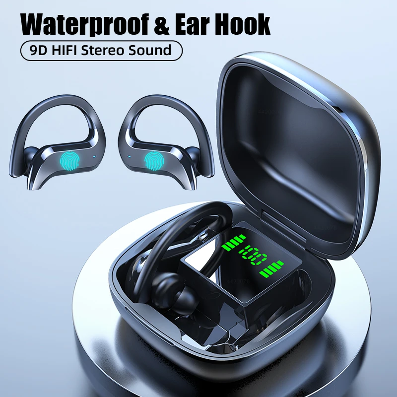 

Wireless Bluetooth Earphone Sports Waterproof Headphone Touch Control Headphones TWS Hanging Ear Headsets With Microphone