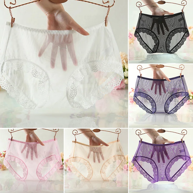 

Sexy Mesh Women Panties Hollow Out Female Underpants Sensual Lingerie Breathable Thongs Seamless Underwear Solid Ultra-thin