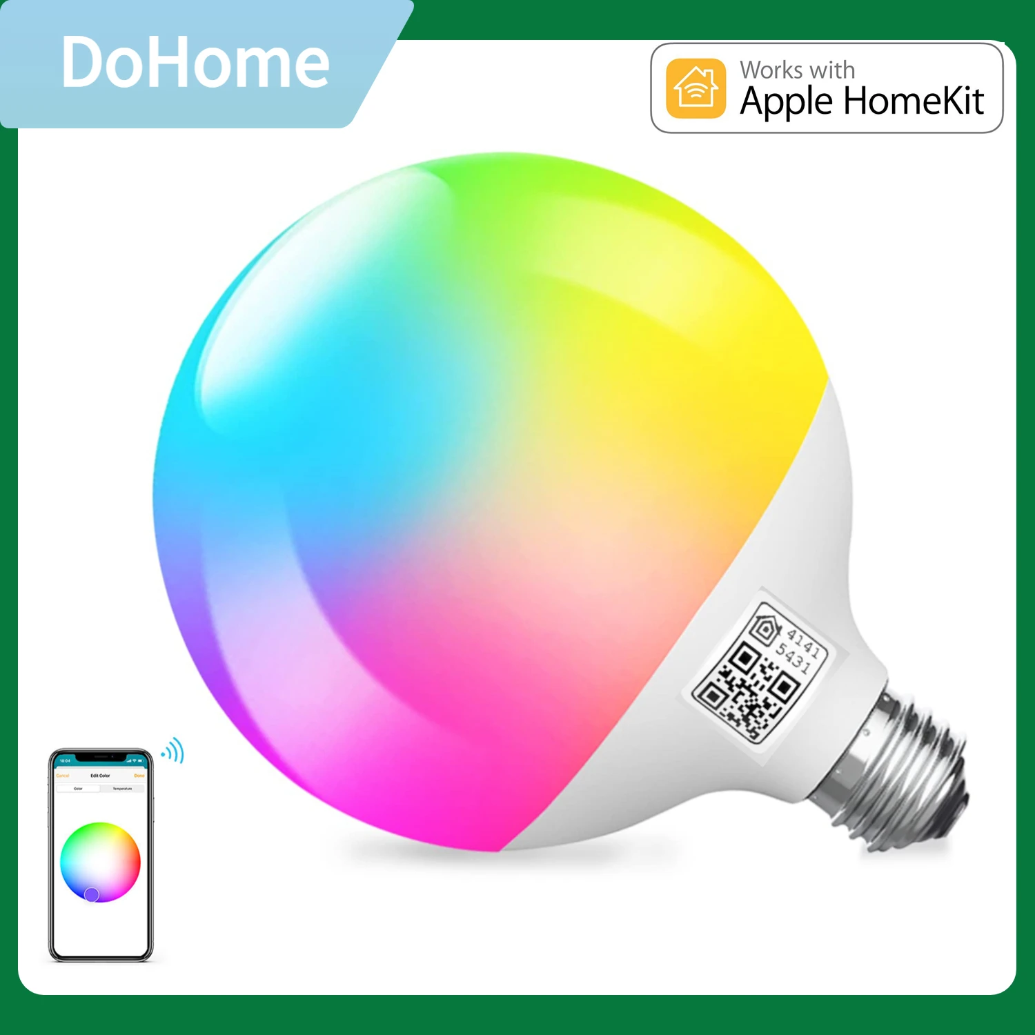 

RGB+CW WiFi LED Light Bulb,G120 Globe Bulb,18W Large & Bright Decorative Lamp, Works with Apple HomeKit Siri,Alexa,Google Home