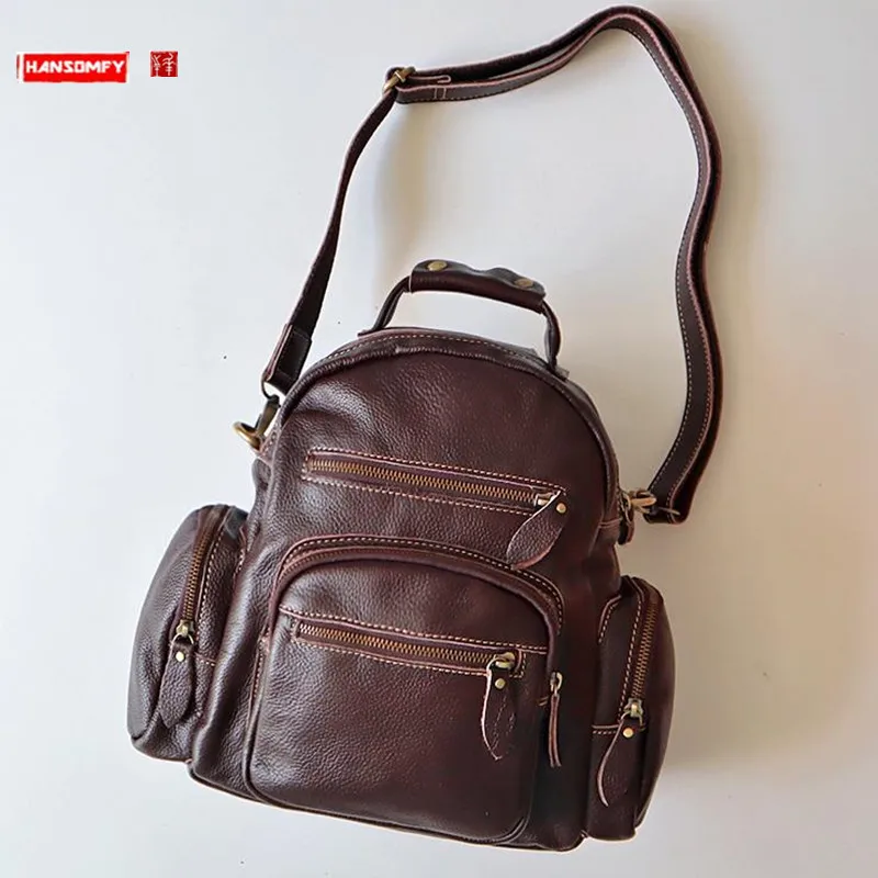 

Женские рюкзаки, женская сумка через плечо из мягкой кожи, новинка 2023, вместительные сумки с несколькими карманами, сумка из воловьей кожи первого слоя