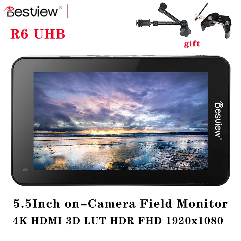 

Bestview Besview R6 UHB Camera Field Monitor 5.5" 4K HDMI 3D LUT HDR FHD 1920x1080 Touch Screen on-Camera DSLR Monitor
