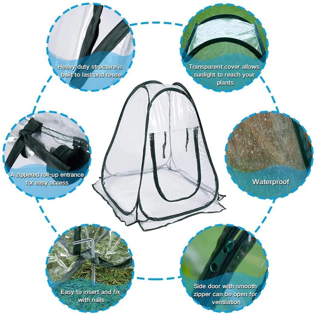 

PVC Mini Pop-up Greenhouse Foldable Indoor Front Yard Cover Waterproof Windproof Cold-proof Flower Plant Shelter