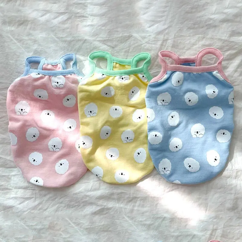 

Cartoon Suspenders Vest Pet Dog Clothes Cat Thin Cotton Clothing Dogs Small Chihuahua Summer Pink Breathable Girl Boy Chihuahua