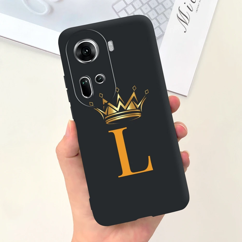 Задняя крышка для Oppo Reno 11 5G Reno11 F с милыми коронными буквами Мягкая силиконовая