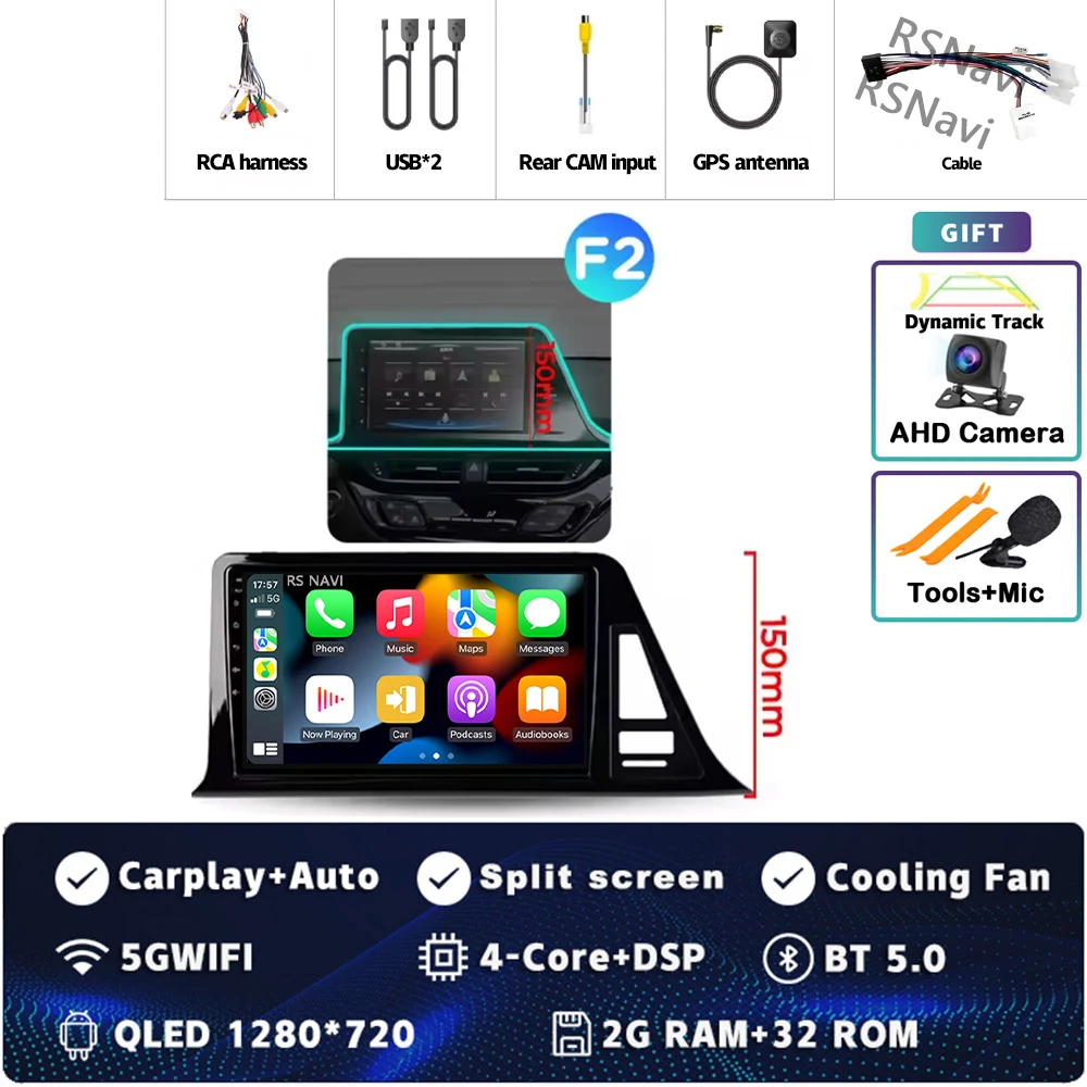 

Автомобильное радио Android 15 Carplay для Toyota C-HR CHR 2016 2017 2018 2019 2020, мультимедийный видеоплеер, навигация, GPS, стерео, 2Din DVD