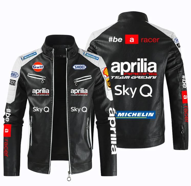 

Мотоциклетная куртка APRILIA из искусственной кожи с логотипом автомобиля, лоскутные байкерские куртки, повседневное пальто на молнии, Мужска...
