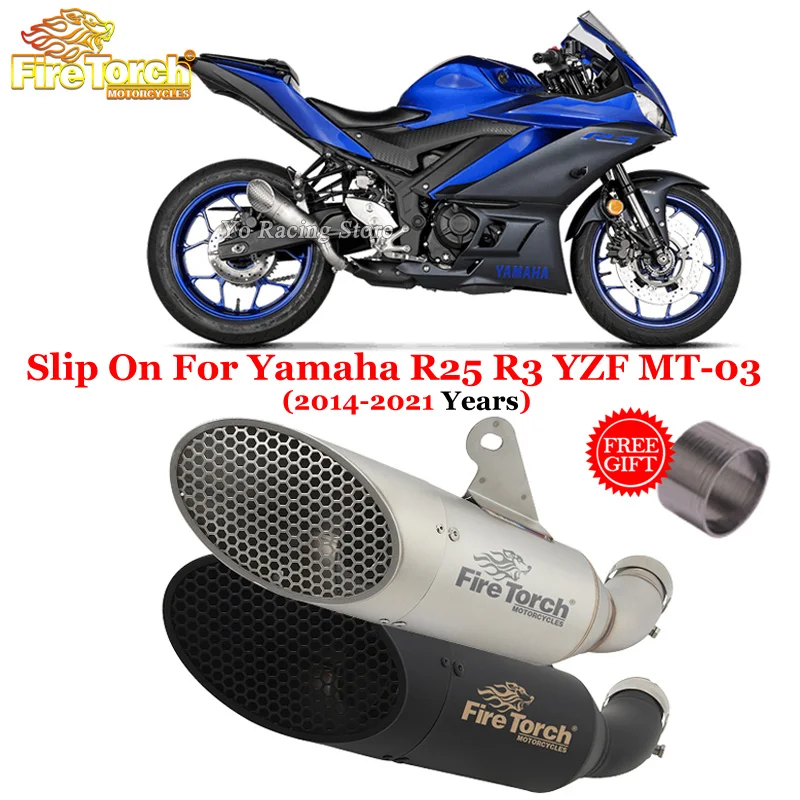 

Slip On For Yamaha R25 R3 YZF MT-03 MT03 2014-2021 Motorcycle Exhaust Escape Systems Stainless Steel Link Pipe Moto Muffler Mesh