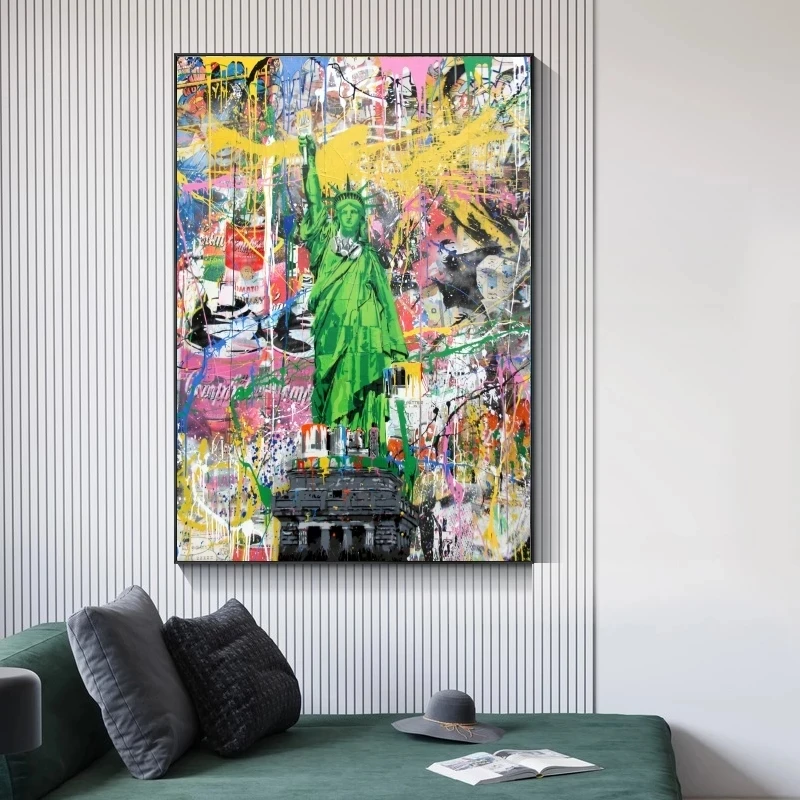 

Statue of Liberty Street Wall Art Canvas Posters And Prints Graffiti Pop Art Canvas Paintings for Home Decorative Pictures