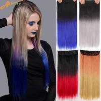 allaosify synthetic hair extension long straight 5 clips in hair extension black brown blue wig hairpieces accessorie for women