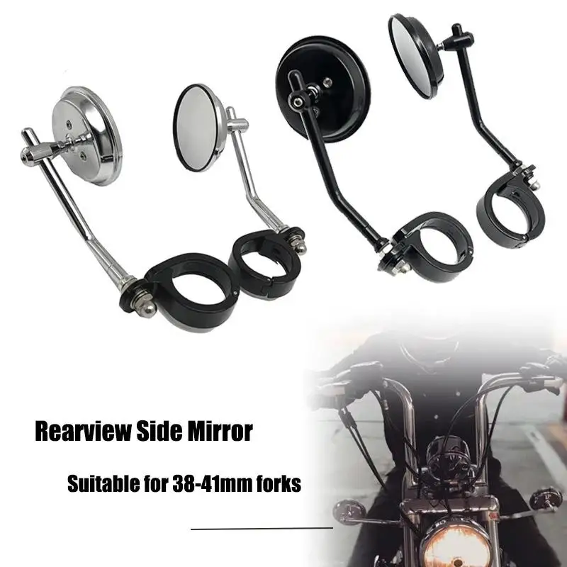 

Motorcycle Universal Rearview Side Mirror Retro Round Side Mirror Caliper Clamp Handlebar Reversing Mirror Modified Parts