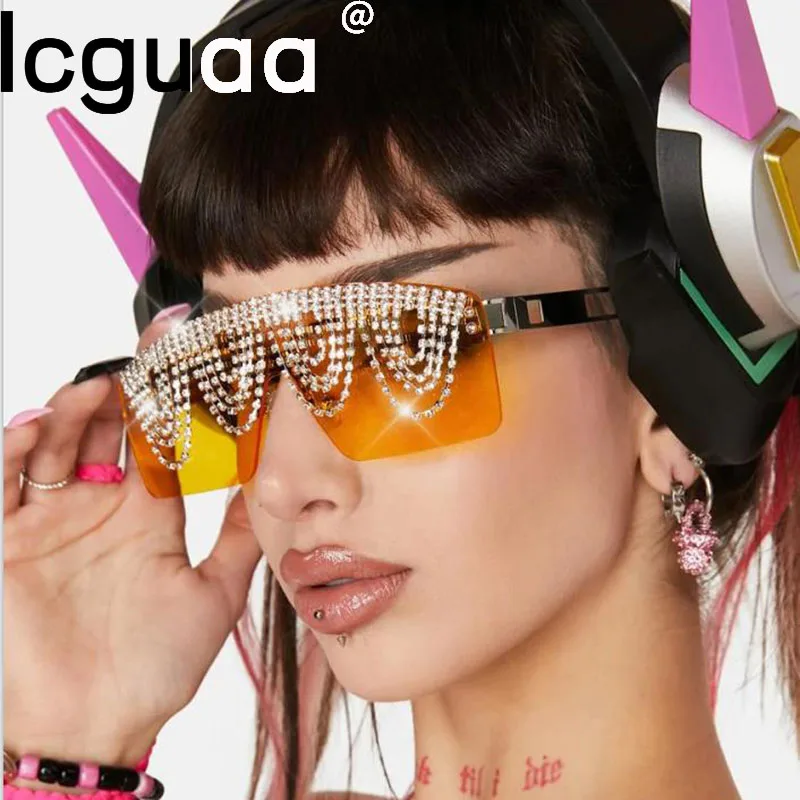 

Женские солнцезащитные очки без оправы, с бриллиантами