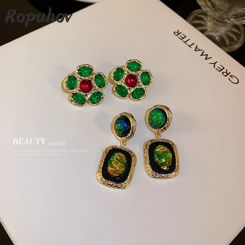 

Новинка 2022, женские серьги ROPUHOV с серебряными иглами из смолы, геометрические круглые серьги, корейский преувеличенный красочный дизайн, ощ...