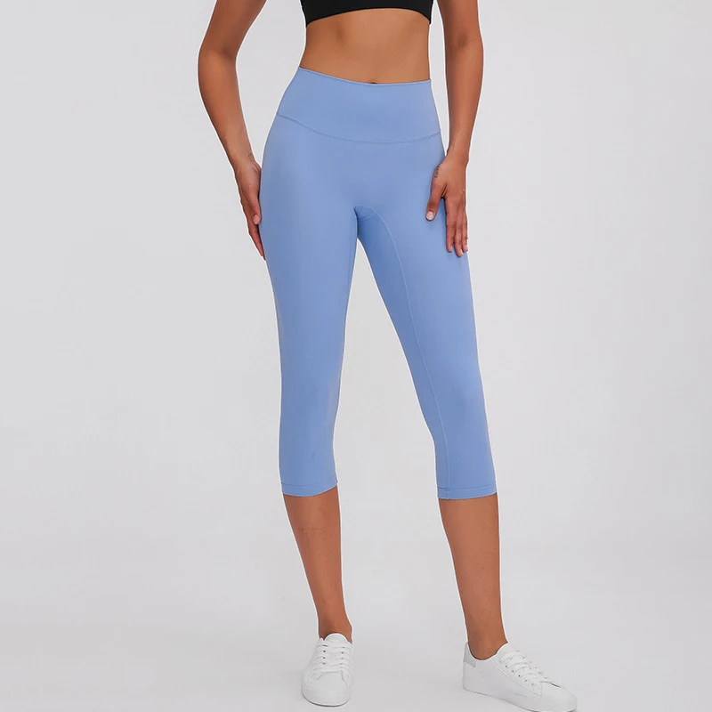 Однотонные спортивные Капри с верблюжьим носком для фитнеса женская одежда
