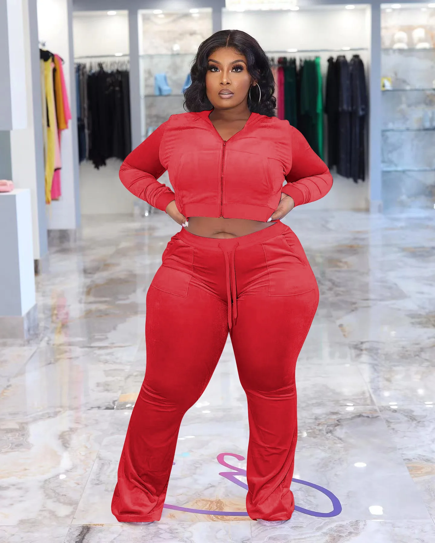 Plus Size Women Clothing Two Piece Set Long SleeveZipper Hooded Solid 5xl Plus Size for Women Two Piece Sets Womens Outifits