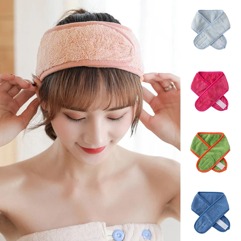 

1Pcs Women Adjustable Hairband Makeup Toweling Hair Wrap Head Band Stretch Salon SPA Facial Headband Hair Accessories Shower Cap