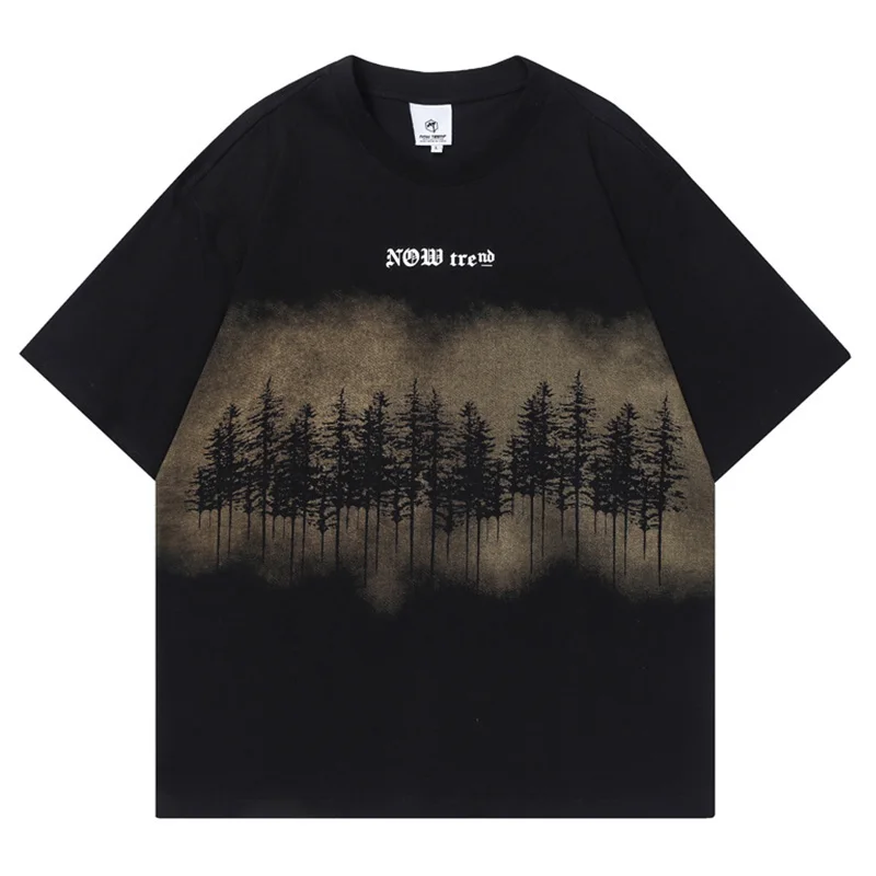 

Hip Hip Summer Printed Casual T-shirt Harakuju VIntage Washed Top Tees For Male Oversized