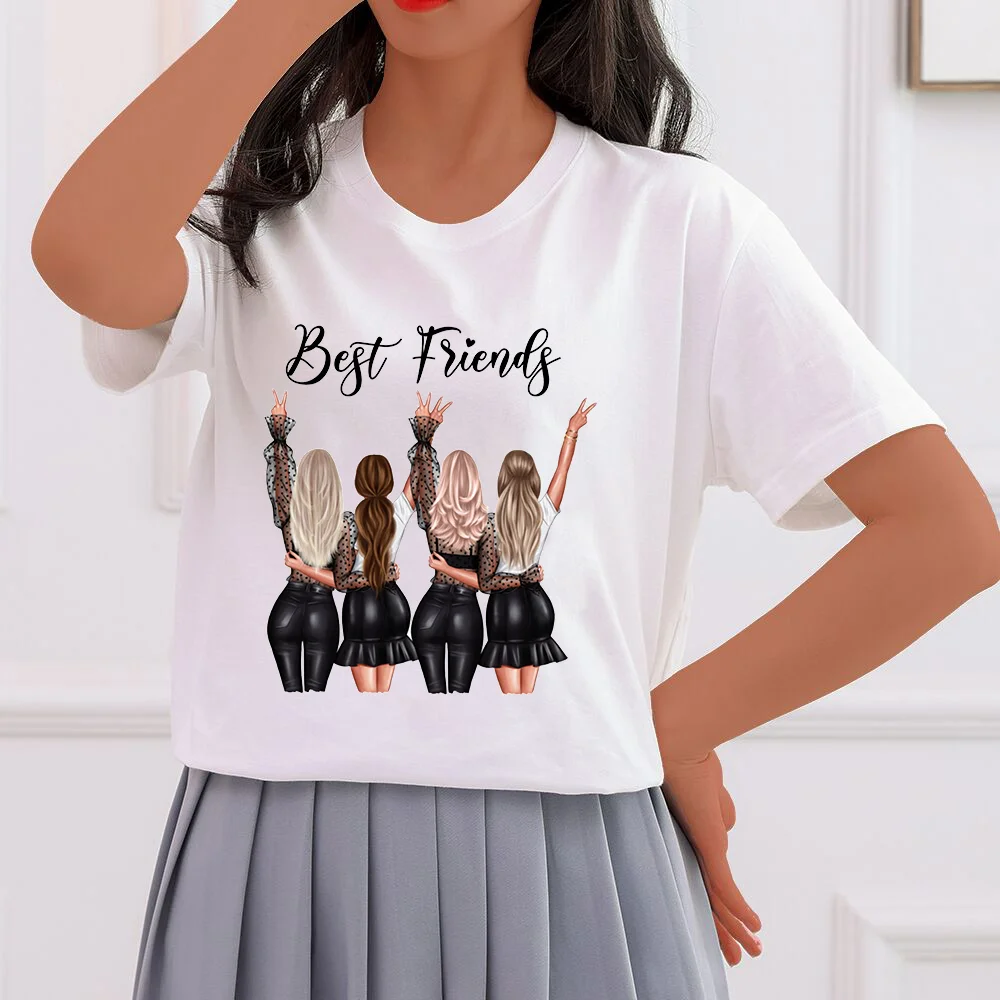

2022 Harajuku Short Sleeve T-shirts Y2K Fashion Best Friends Letter Print Cute Tees Korean Version Of Loose Half-sleeved