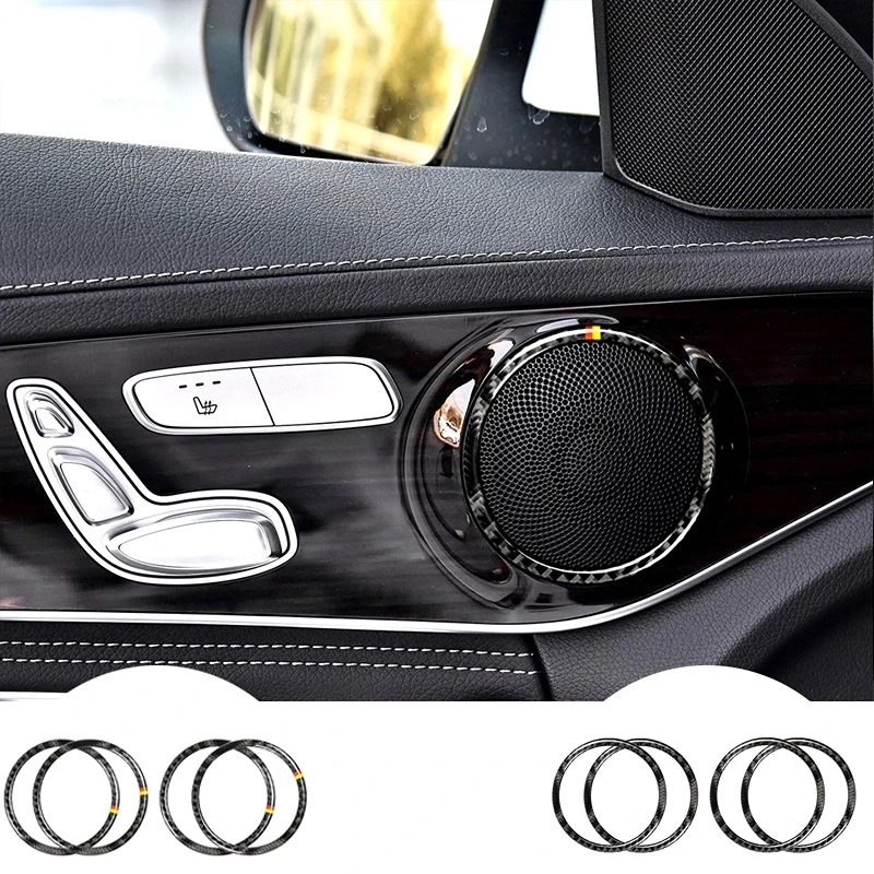 

Наклейка из углеродного волокна для Mercedes benz new C Class W205 C180 GLC, дверной клаксон, модификация громкоговорителя, украшение интерьера