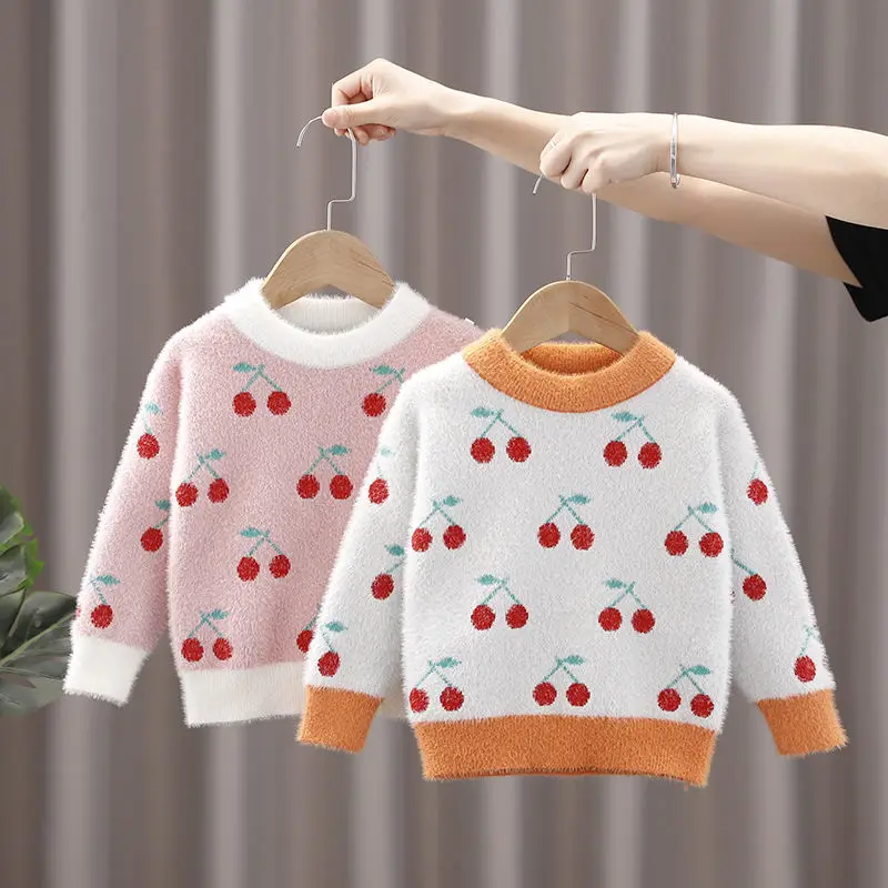 

Autumn NewGirls Sweaters Kids All-match Knitted Sweaters Thickened Bottoming Shirts Boutique Clothing Simple Style Toddler Girls